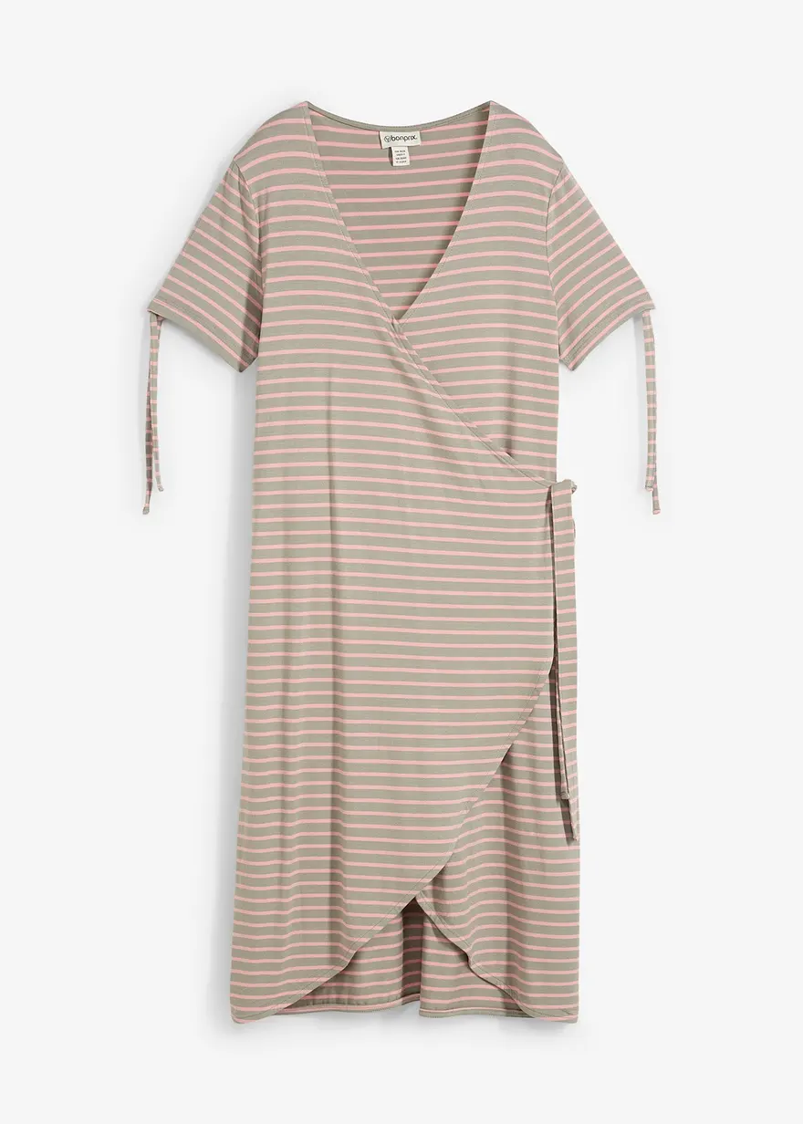 Wickelkleid aus fließendem Viskose-Elasthan-Mix in rosa von vorne - bonprix
