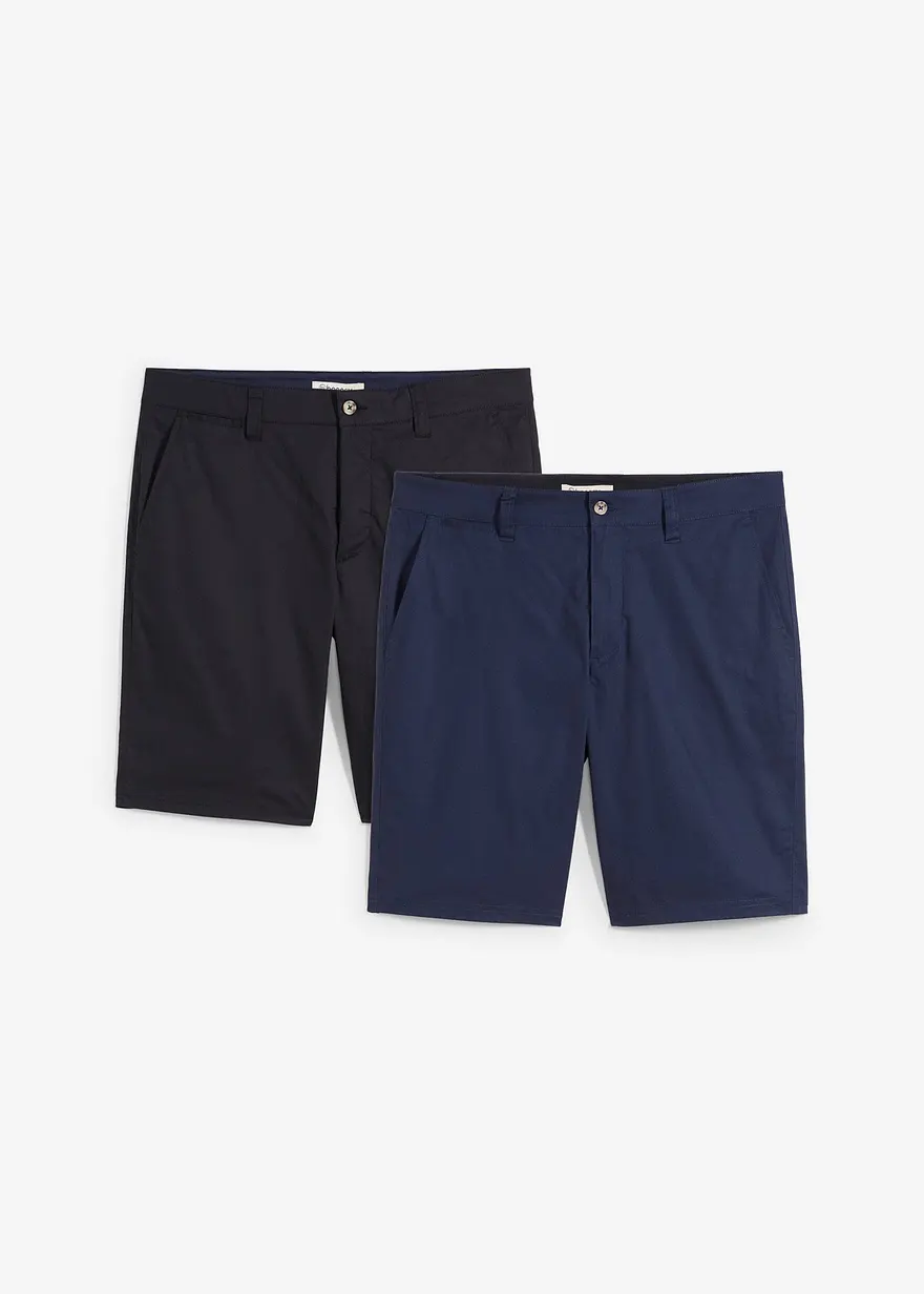Stretch-Chino-Bermuda (2er Pack), Regular Fit in blau von vorne - bonprix