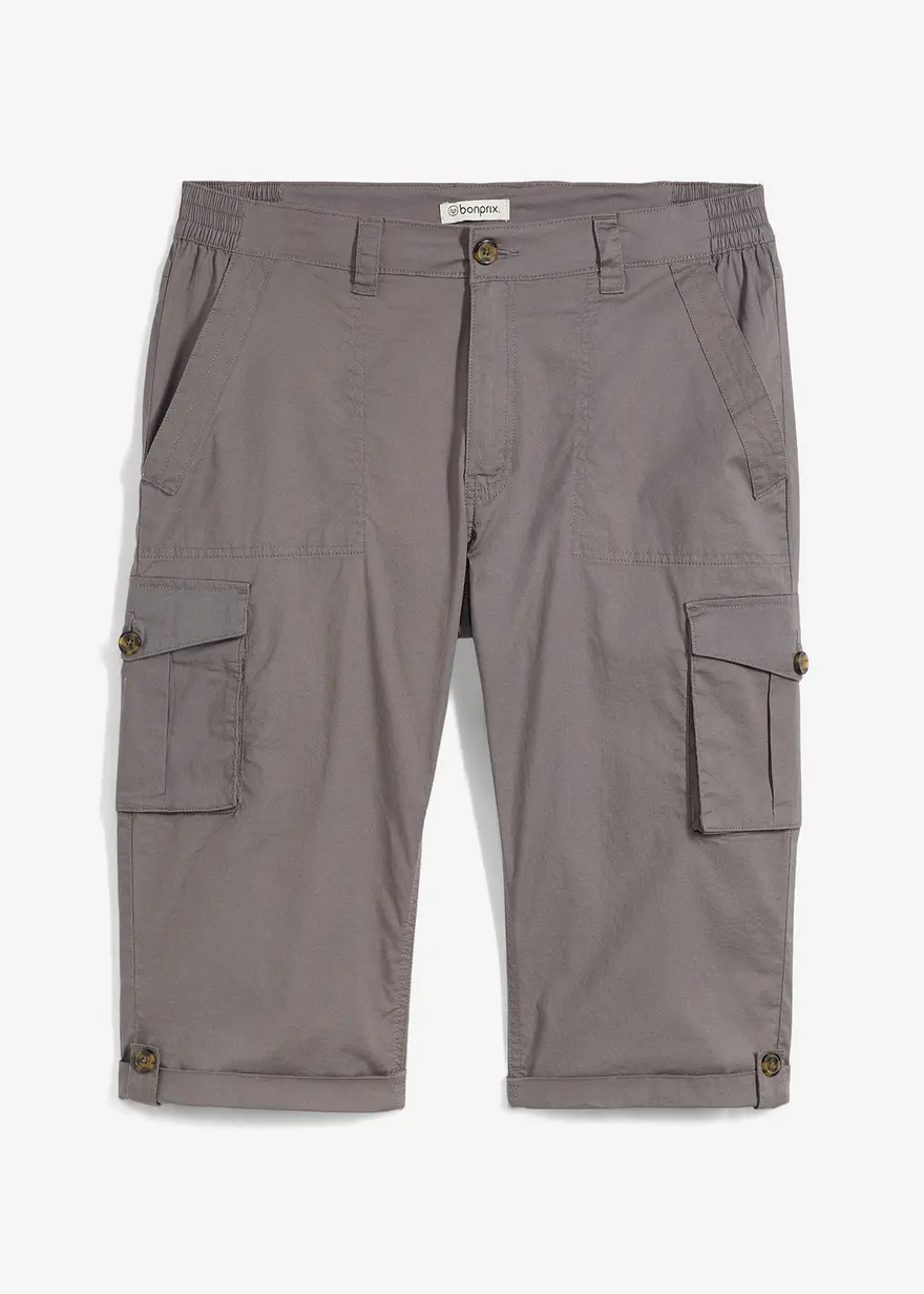 Long-Bermuda mit Komfortbund, Regular Fit in grau von vorne - bonprix