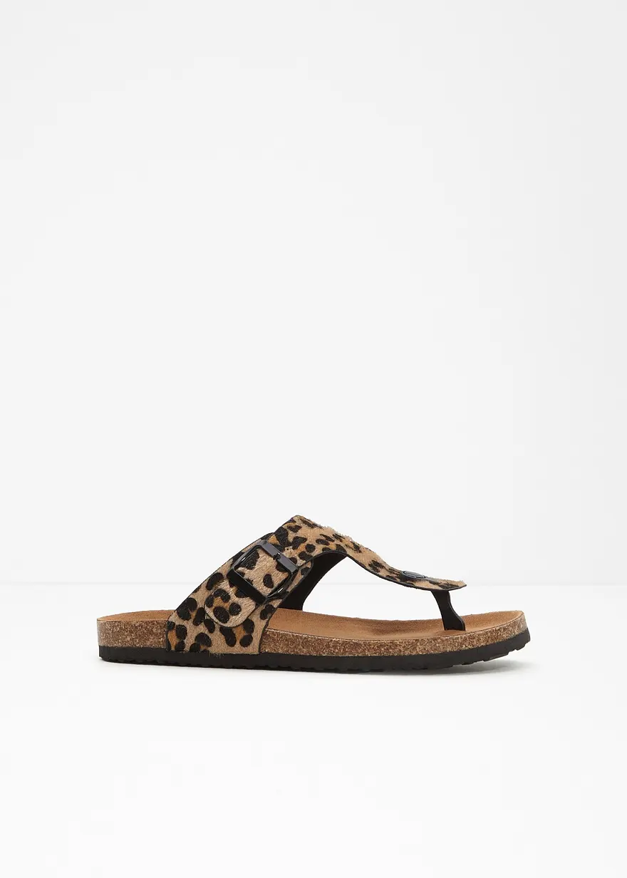 Zehenstegpantolette in beige - bonprix