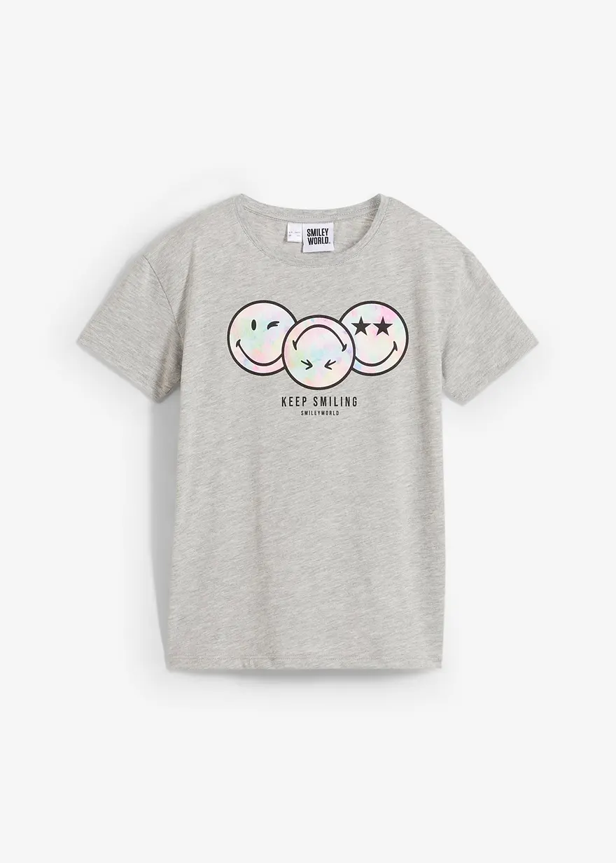 Smiley T-Shirt in grau von vorne - SmileyWorld