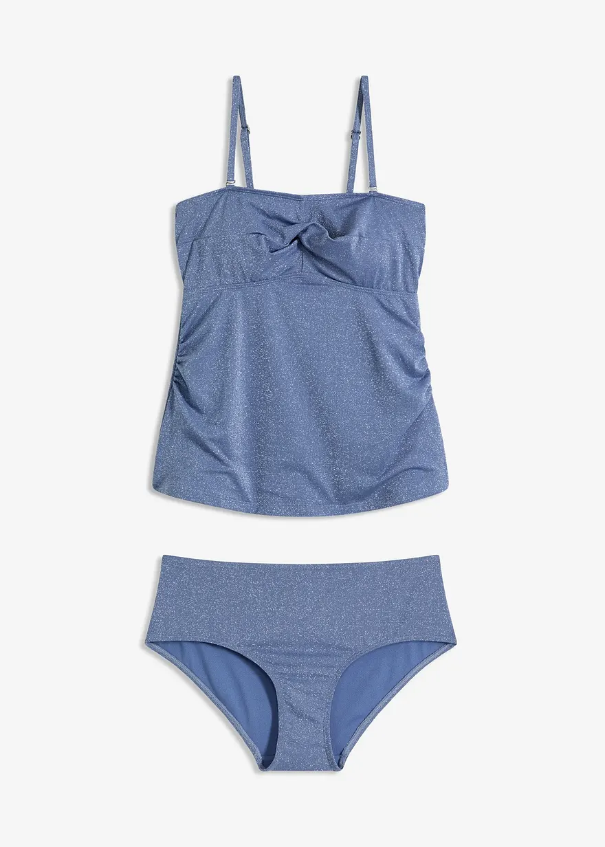 Tankini (2-tlg.Set) mit Glanzfäden in blau von vorne - bonprix