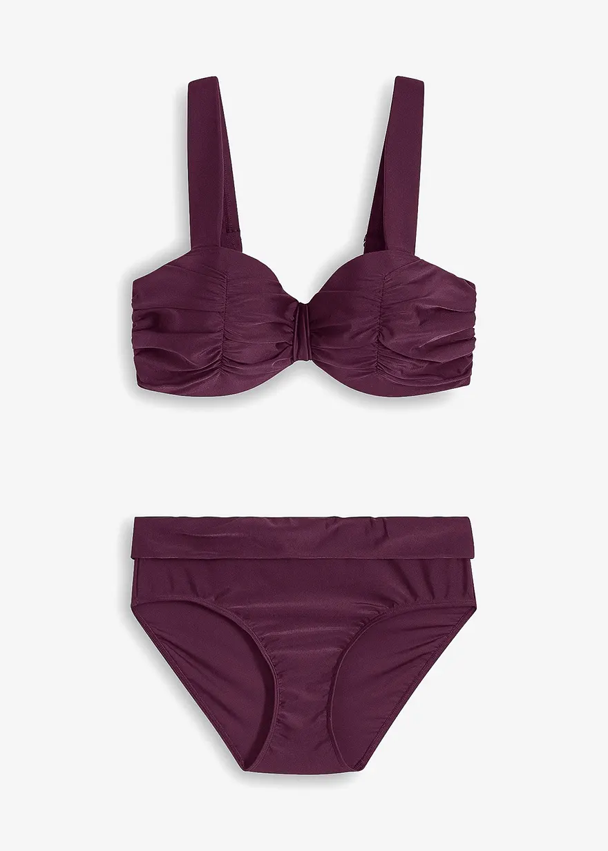 Balconette-Bikini (2-tlg.Set) mit gepolsterten Trägern in lila von vorne - bonprix