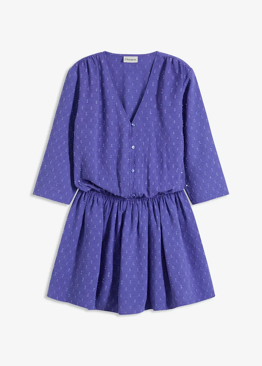 Kurzes Kleid aus texturiertem Material in lila von vorne - bonprix