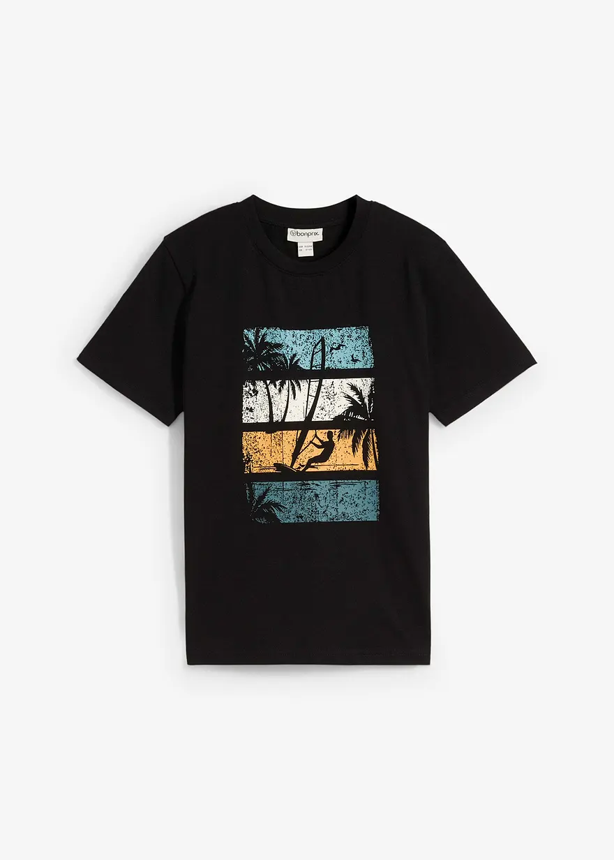 T-Shirt aus Bio Baumwolle in schwarz von vorne - bonprix