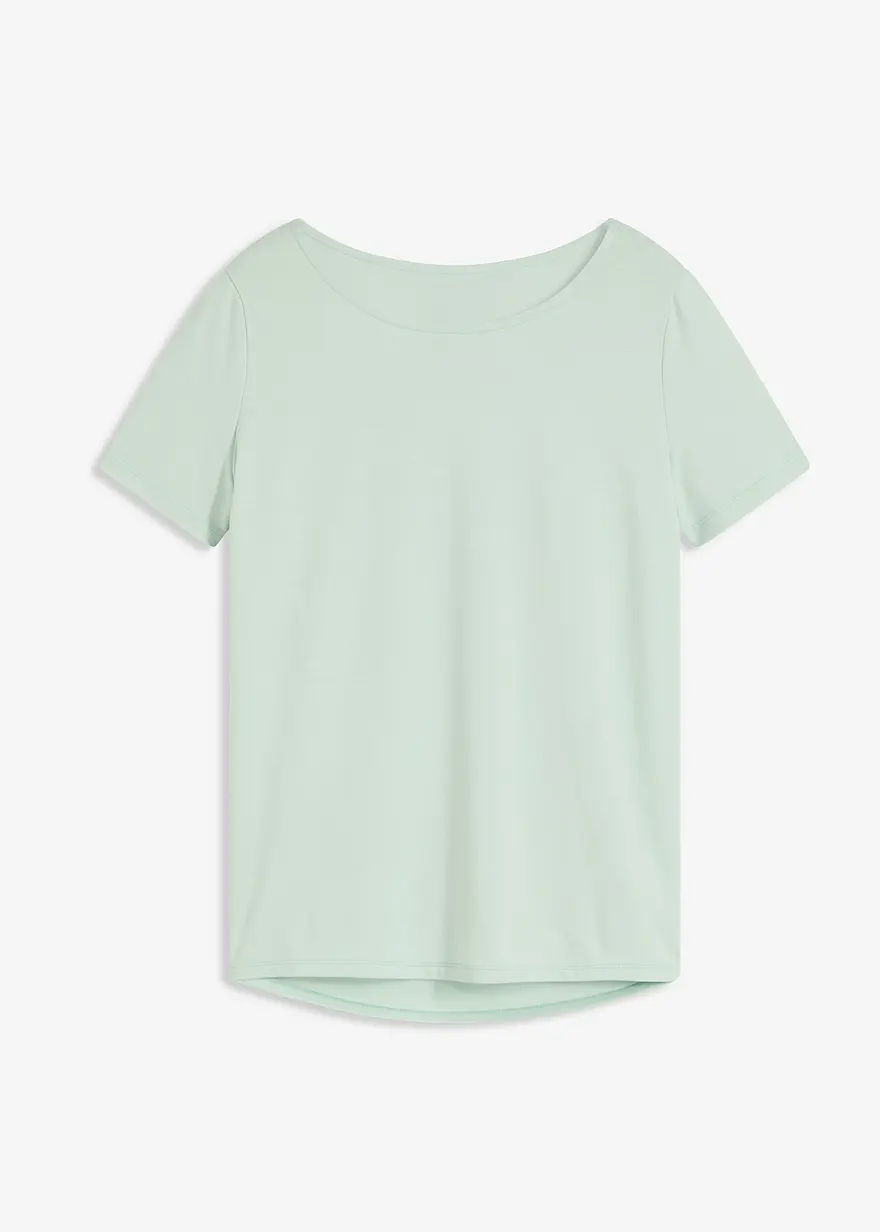Sport-Longshirt mit Rückenausschnitt in grün von vorne - bonprix