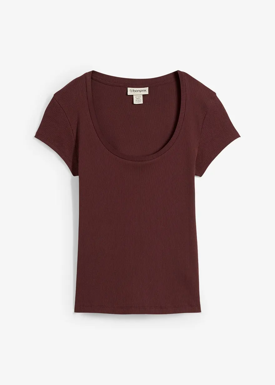 T-Shirt aus reiner Bio-Baumwolle in braun von vorne - bonprix