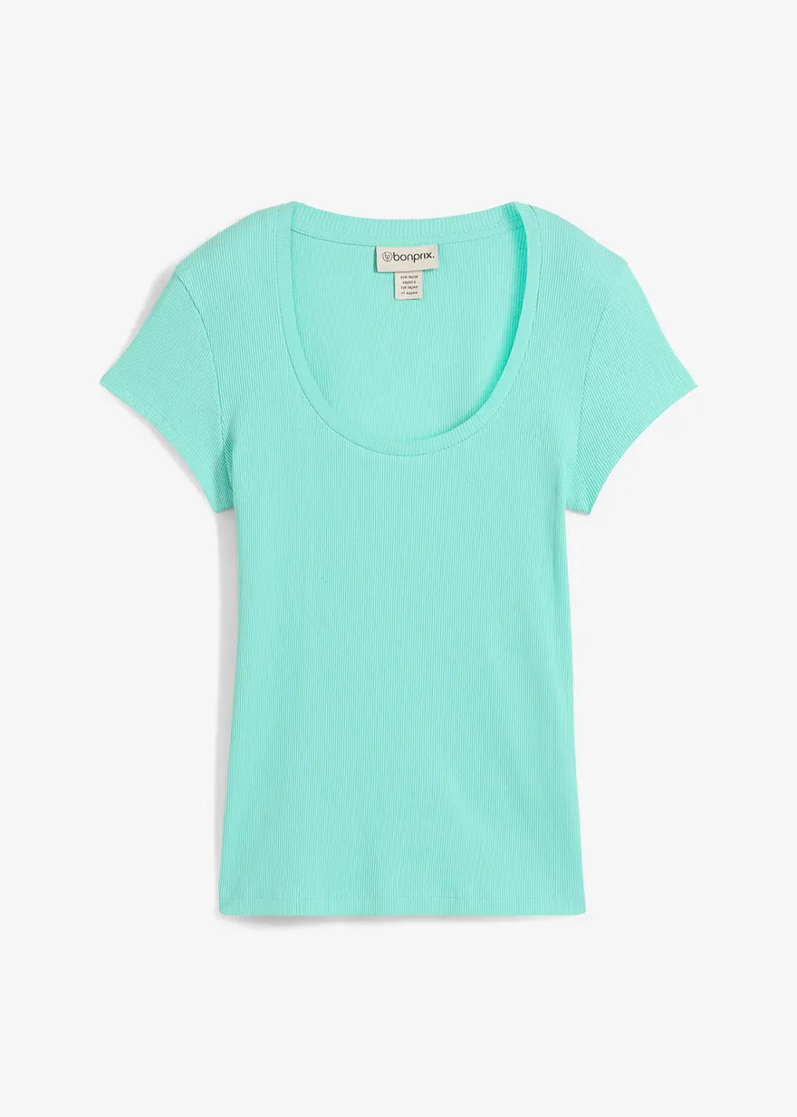 T-Shirt aus reiner Bio-Baumwolle in grün von vorne - bonprix