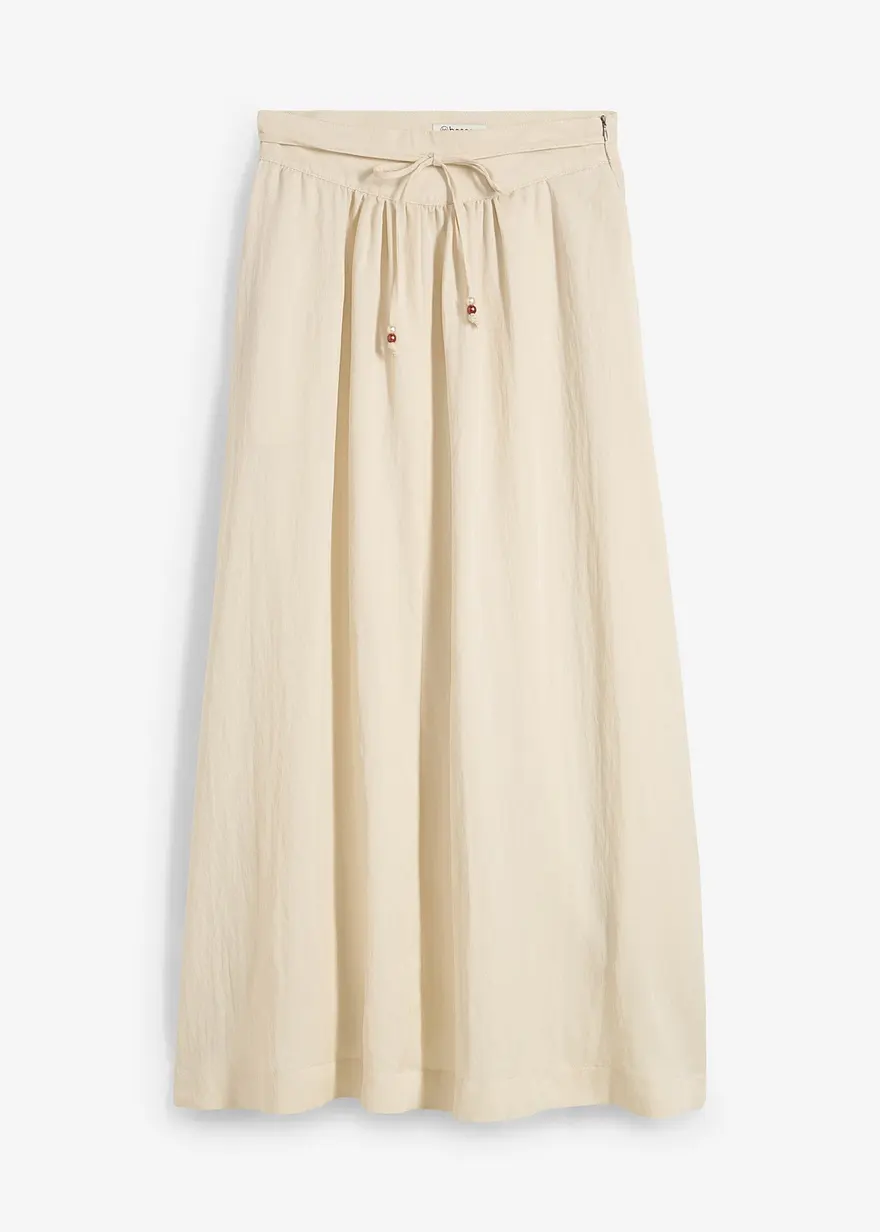 Maxirock aus fließendem Lyocell-Mix in beige von vorne - bonprix