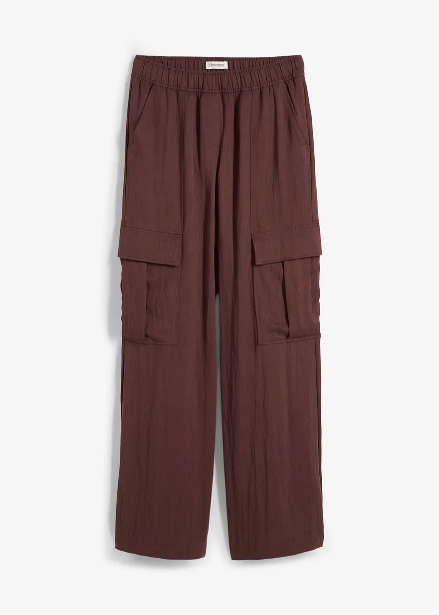 Cargohose aus fließendem Lyocell-Mix in braun von vorne - bonprix
