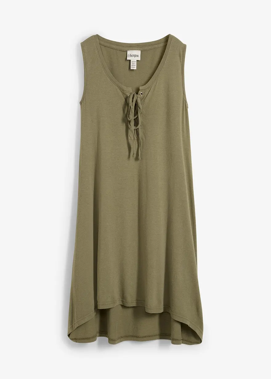 Jerseykleid  mit Schnürung in grün von vorne - bonprix