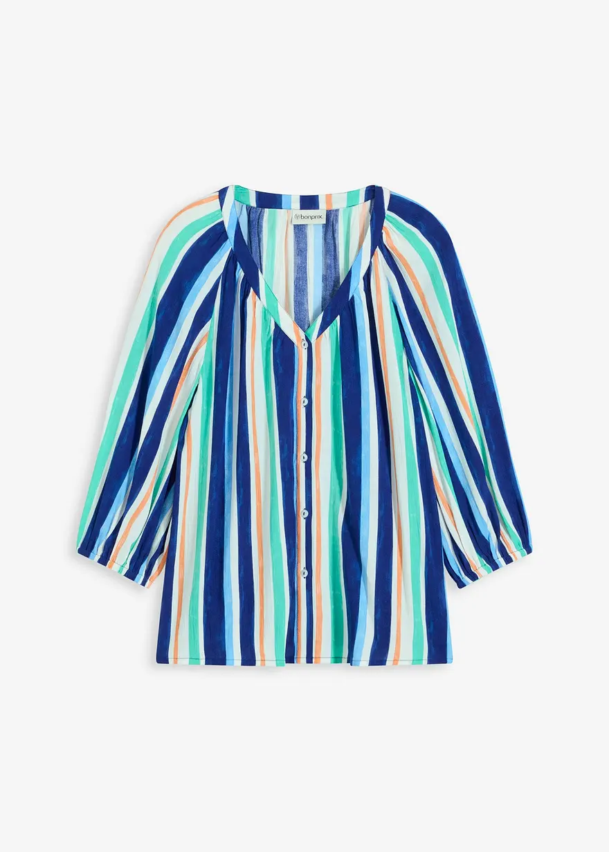 Bluse aus strukturierter Viskose in blau von vorne - bonprix