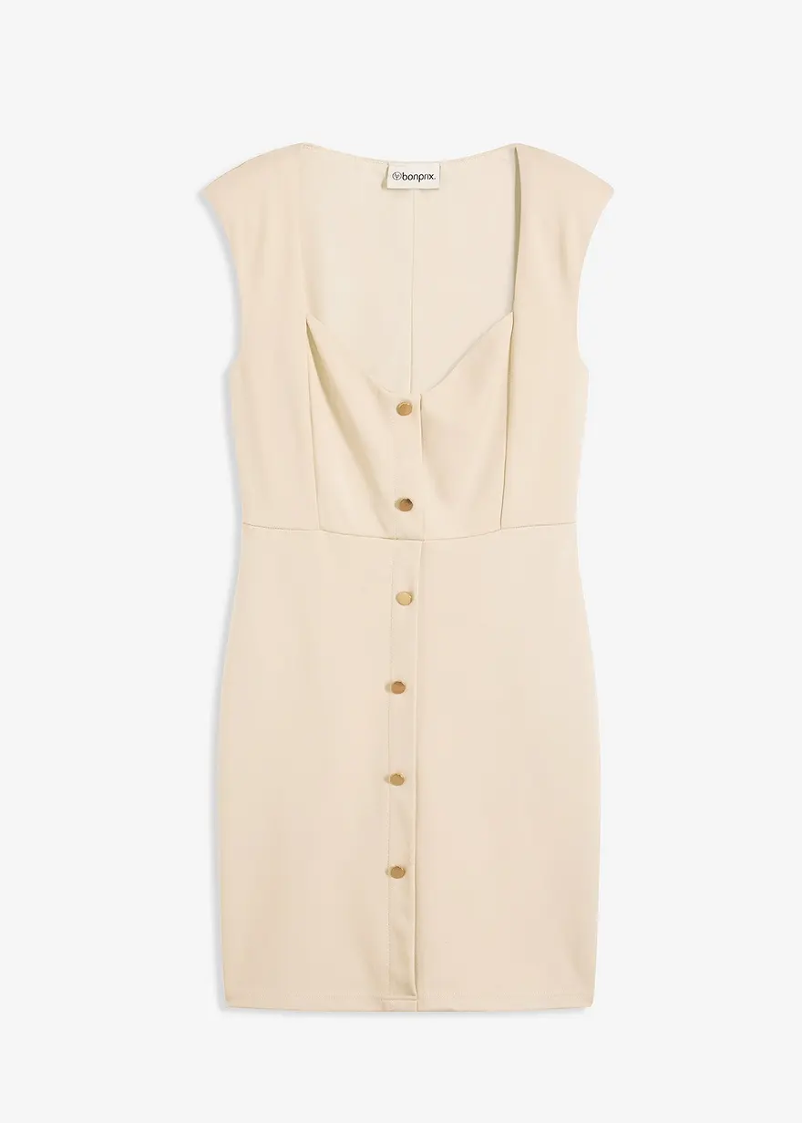 Minikleid mit Schulterpolstern in beige von vorne - bonprix