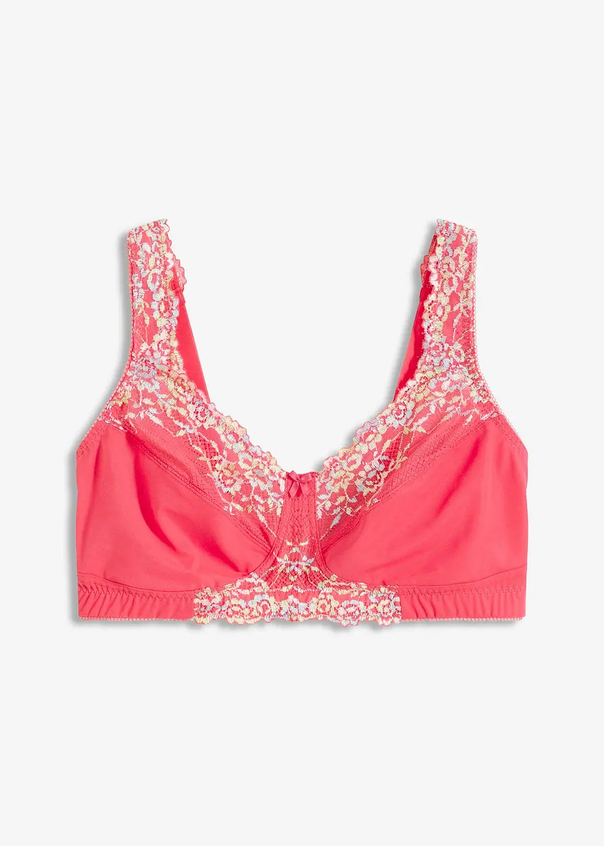 Entlastungs-BH ohne Bügel mit gepolsterten Trägern in pink von vorne - bonprix