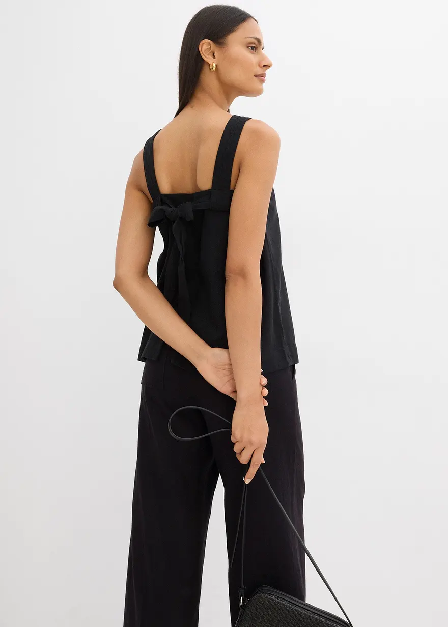 Blusentop mit Bindedetail hinten aus Viskose-Mix in schwarz (im Anschnitt) - bonprix