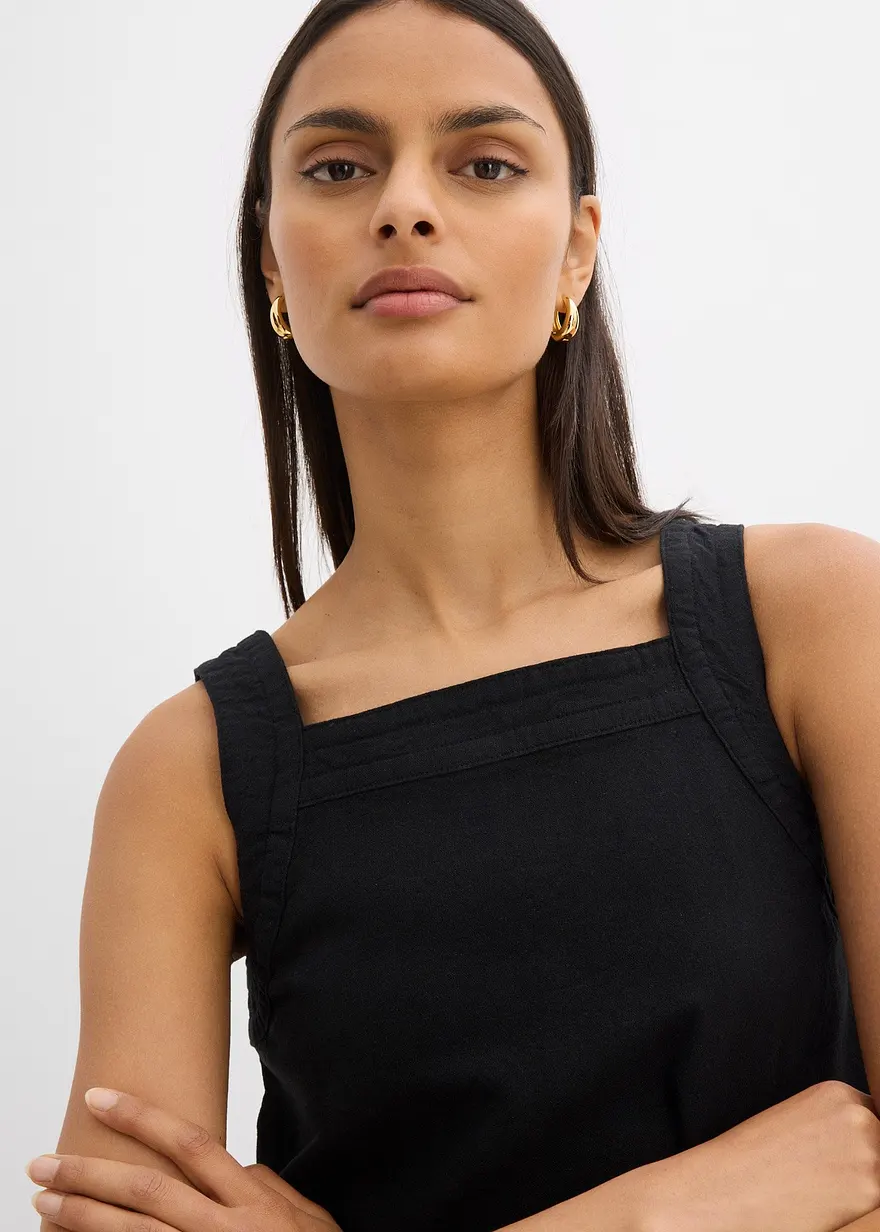 Blusentop mit Bindedetail hinten aus Viskose-Mix in schwarz (Detailaufnahme) - bonprix