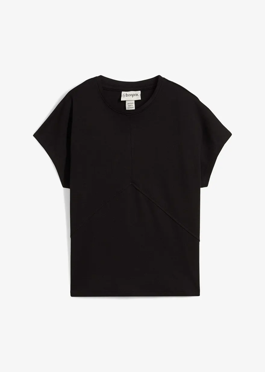 T-Shirt aus reiner Bio-Baumwolle in schwarz von vorne - bonprix