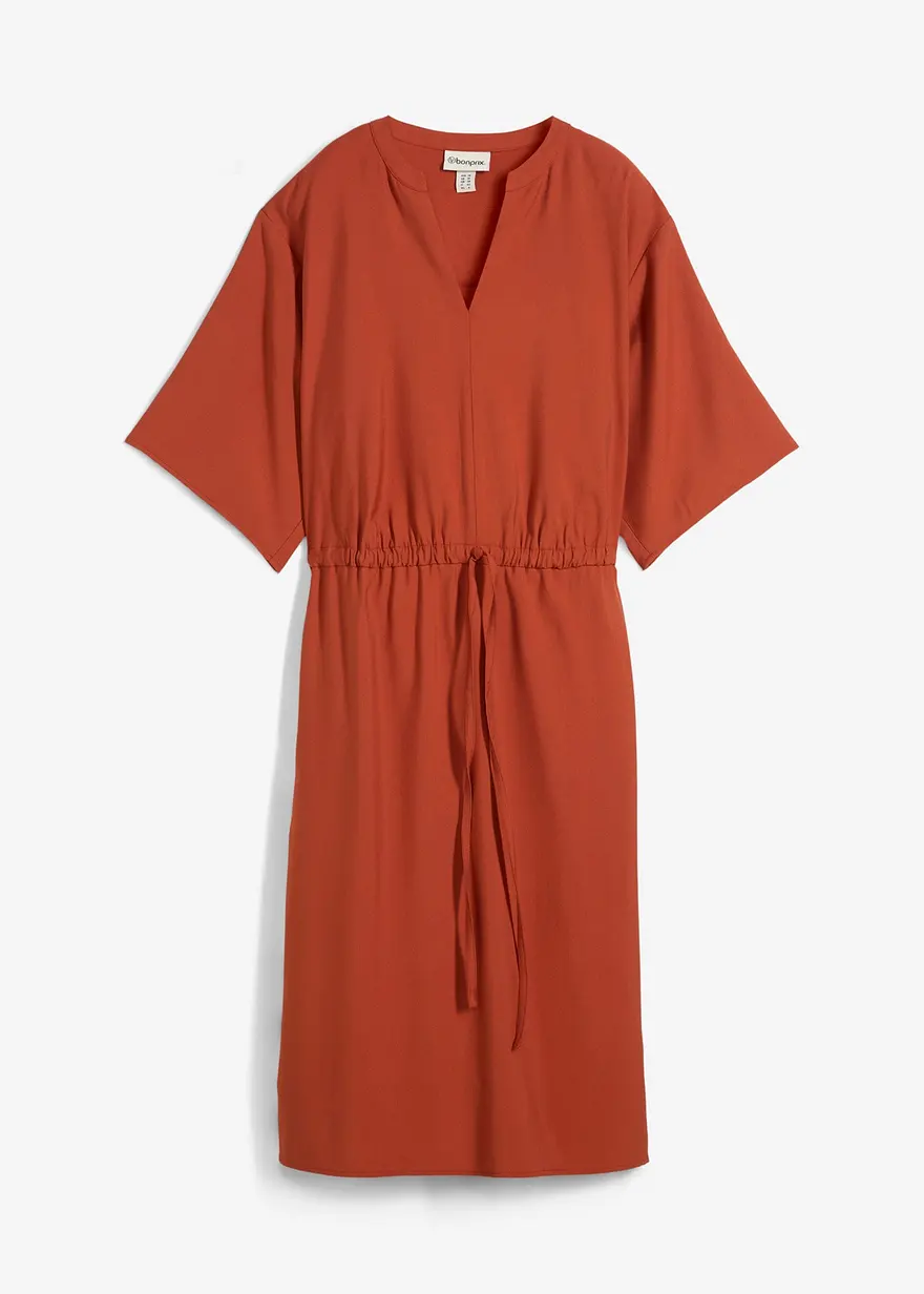 Kaftan-Kleid aus feiner Viskose in braun von vorne - bonprix