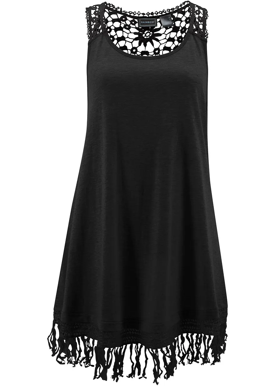 Strandkleid aus feiner Viskose in schwarz von vorne - bonprix