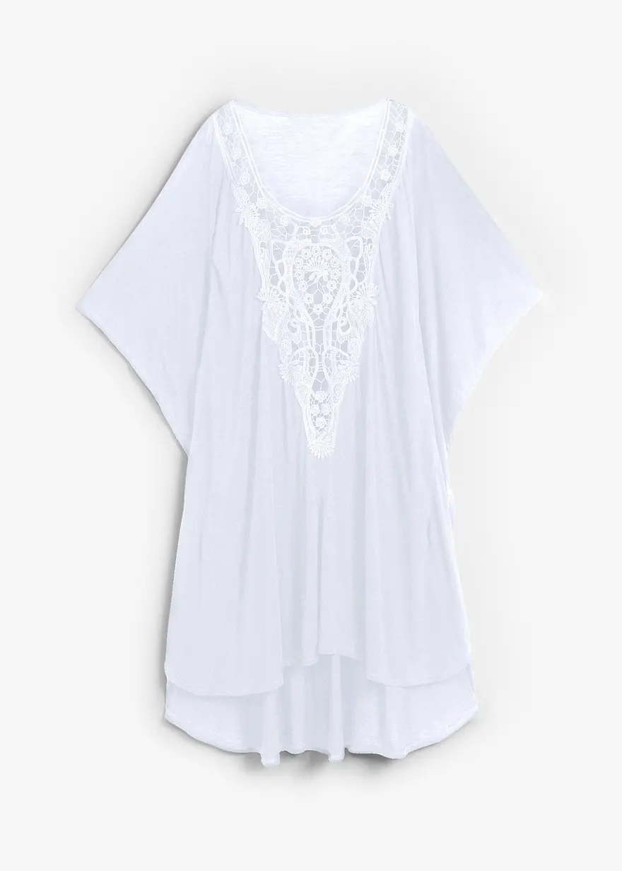 Transparente Strandtunika aus Viskose in weiß von vorne - bonprix