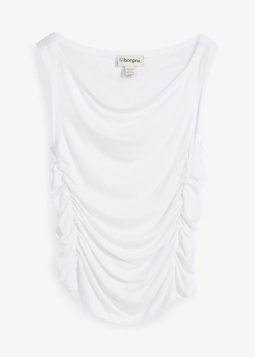 Tanktop aus softem Viskose-Mix in weiß von vorne - bonprix