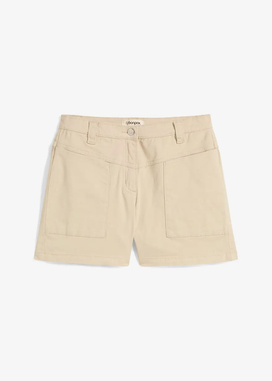 Twill Shorts in beige von vorne - bonprix