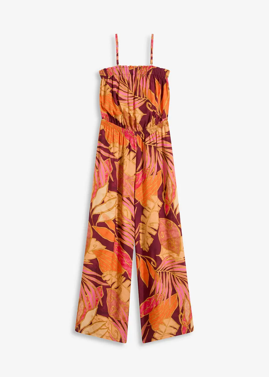 bedruckter Jumpsuit aus fließender Viskose in braun von vorne - bonprix