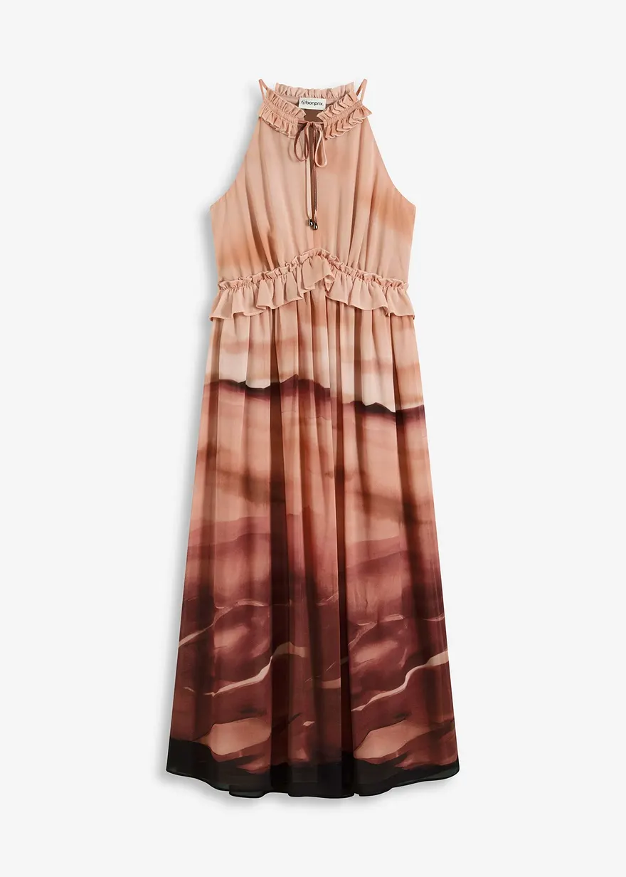 bedrucktes Chiffonkleid in braun von vorne - bonprix