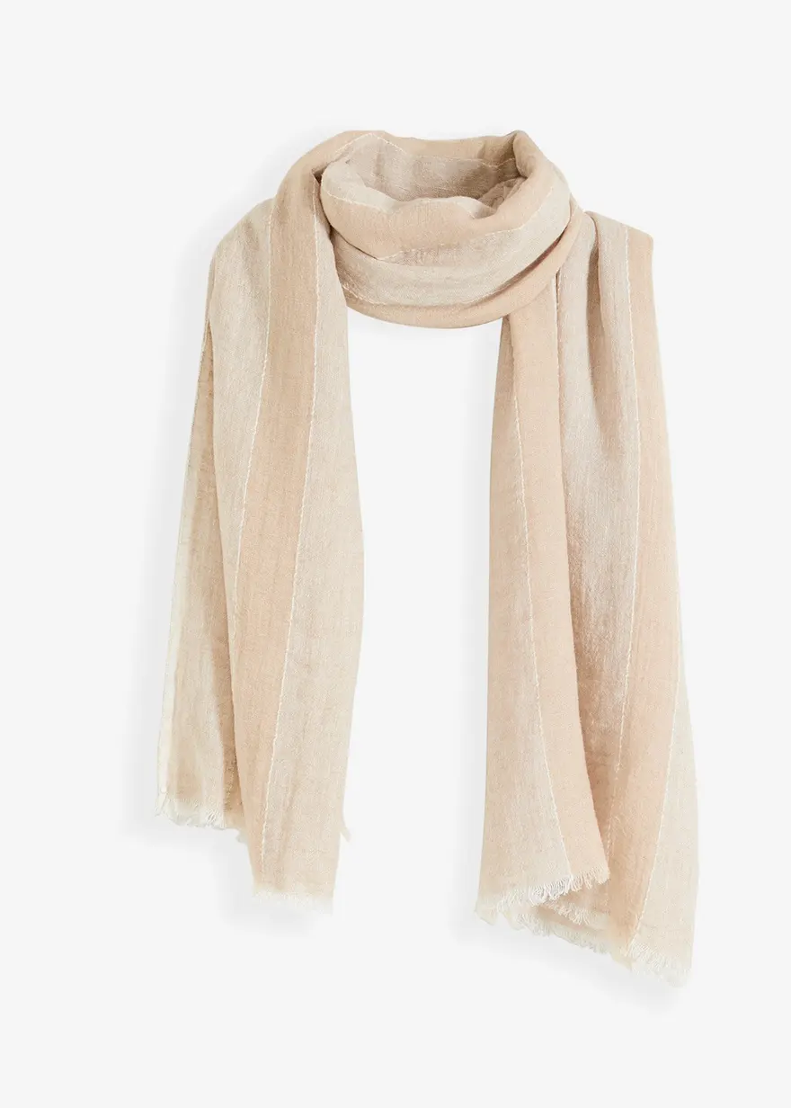 Schal mit Leinenanteil in beige von vorne - bonprix