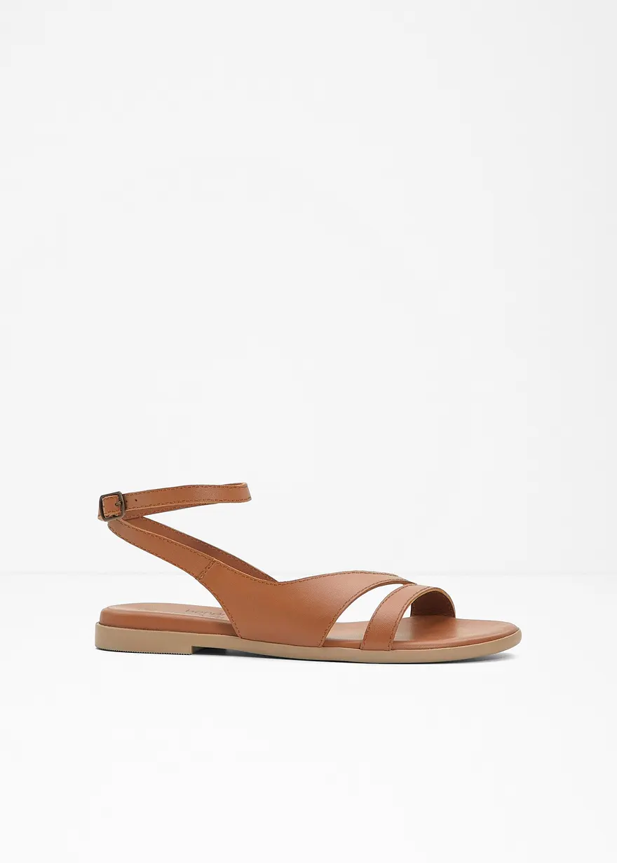 Sandale aus Leder in braun von vorne - bonprix