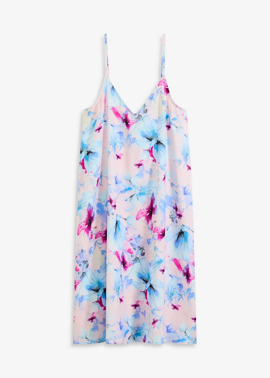 Langes Nachthemd aus glänzendem Satin in rosa von vorne - bonprix
