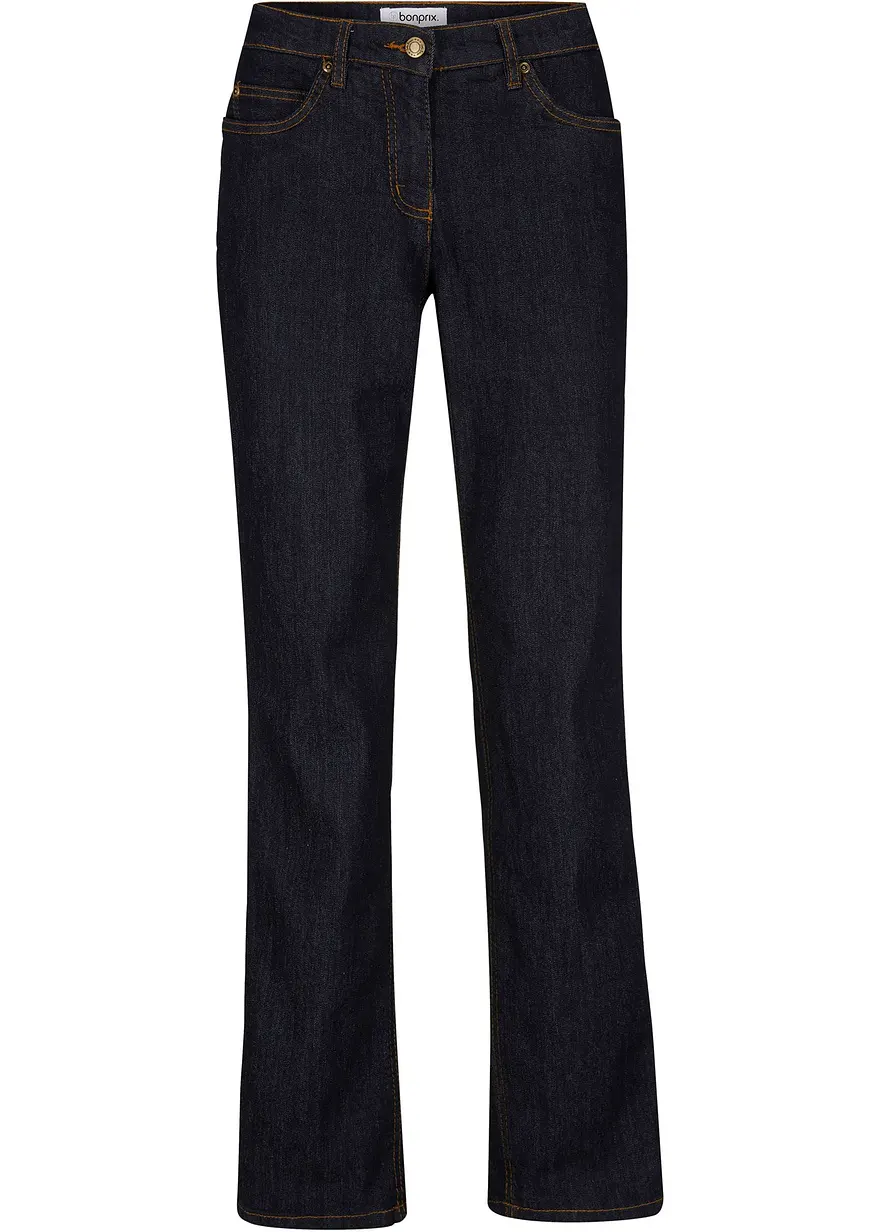 Straight Jeans Mid Waist, Stretch in blau von vorne - bonprix
