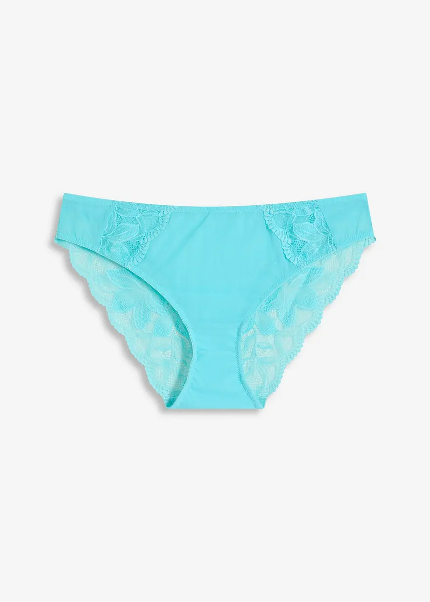 Slip mit Spitze in blau von vorne - bonprix