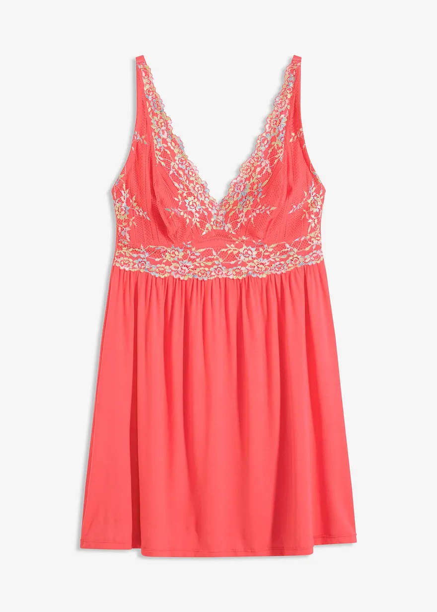 Negligé mit weicher Viskose in pink von vorne - bonprix