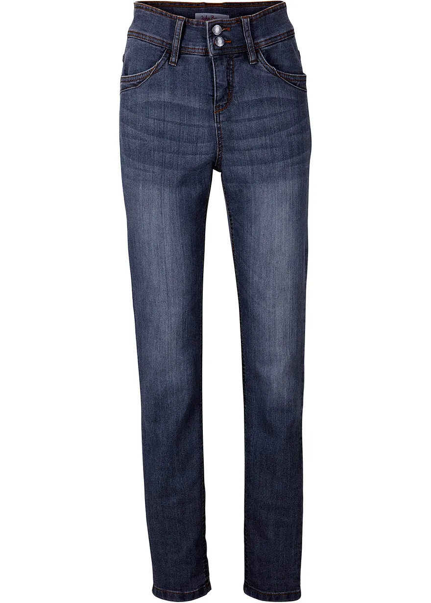 Slim-Fit-Jeans High Waist, Komfort-Stretch in blau von vorne - bonprix