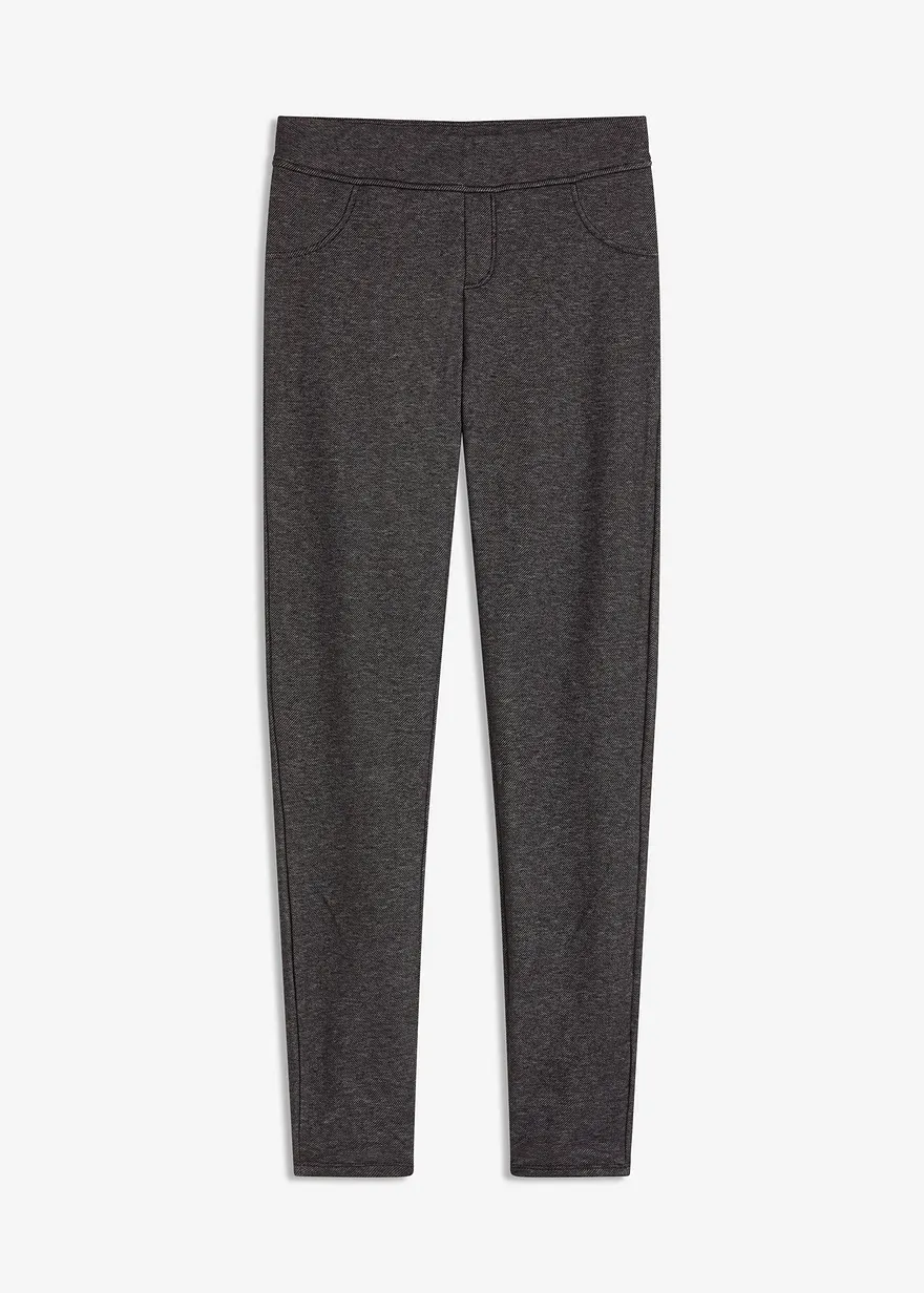Thermo Leggings in Jeansoptik in schwarz von vorne - bonprix