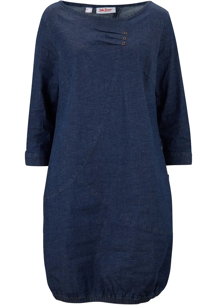 Stretch-Jeanskleid in blau von vorne - bonprix
