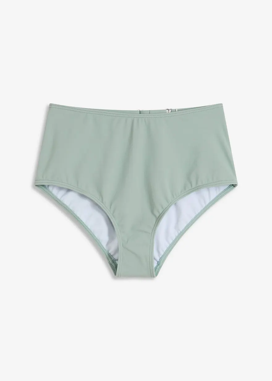 Highwaist-Bikinihose mit verstellbarem Bund in grau von vorne - bonprix