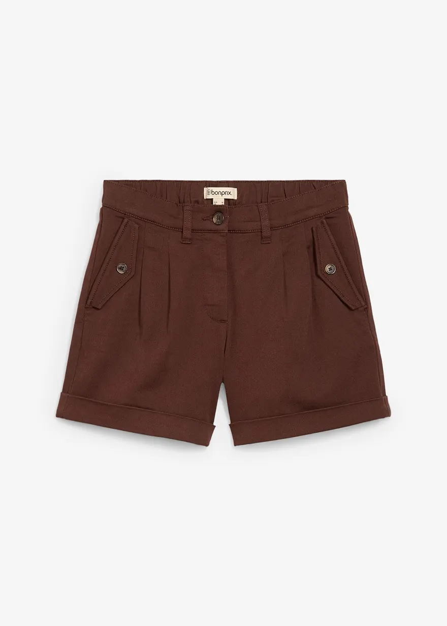 Twill-Shorts mit hohem Bund in braun von vorne - bonprix