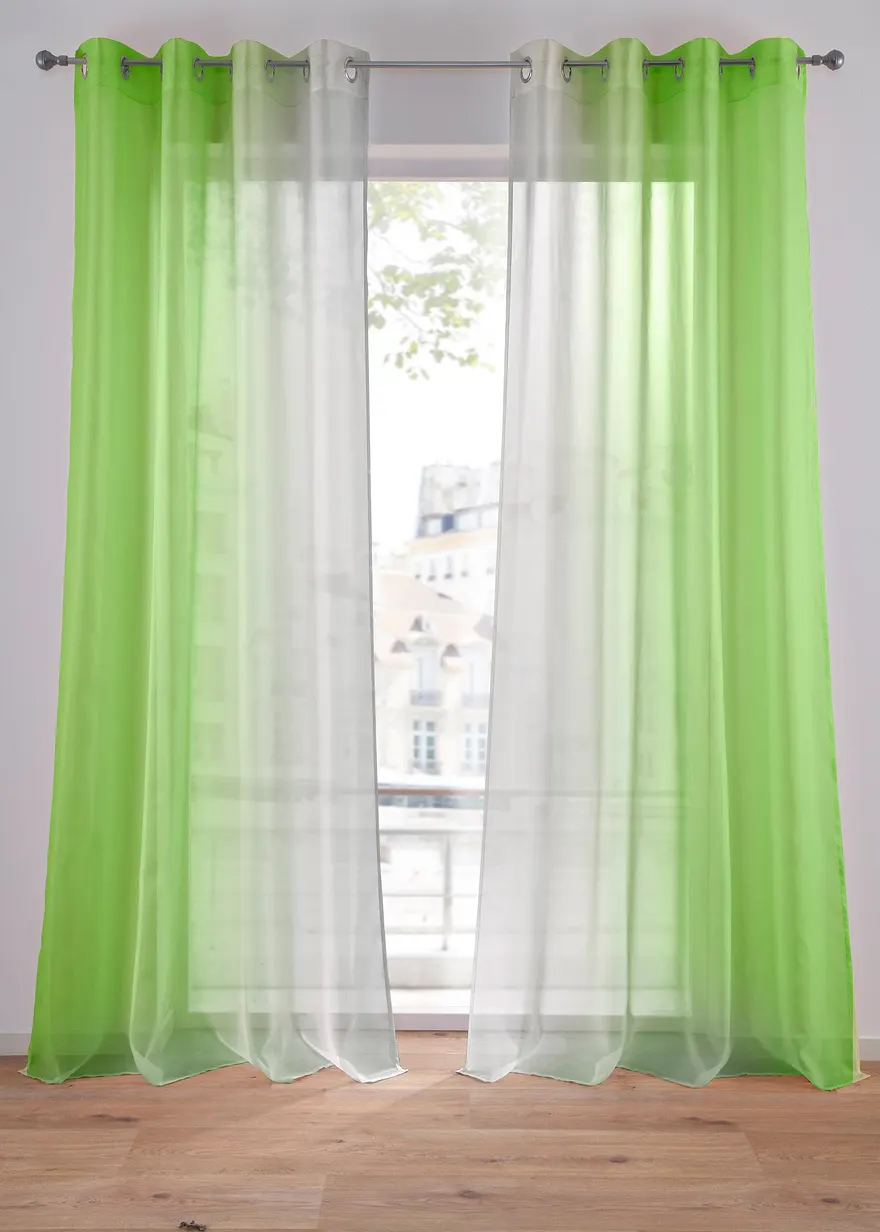 Gardinen aus leichtem Voile, auch in extralang (2er Pack) in grün - bonprix