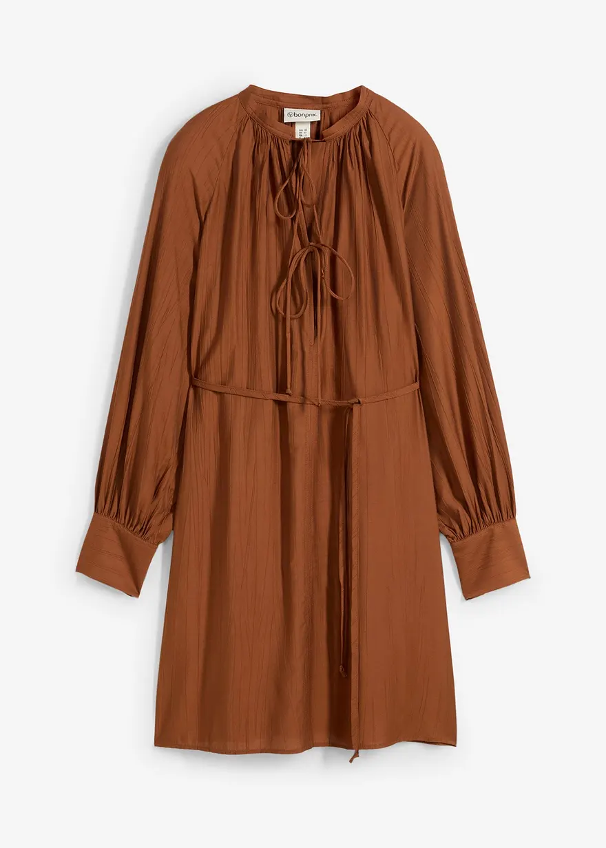 Umstands- und Stillblusenkleid aus fließender Viskose in braun von vorne - bonprix