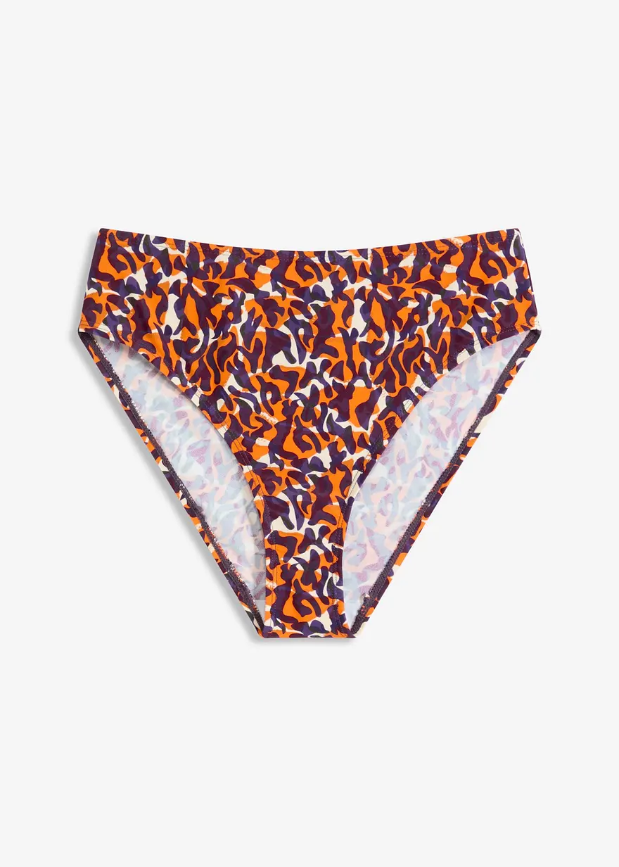 Highwaist-Bikinihose mit hohem Beinausschnitt in lila von vorne - bonprix