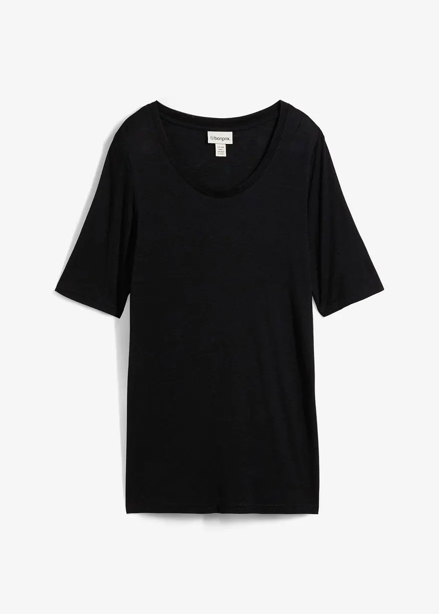 Longshirt aus softer Viskose in schwarz von vorne - bonprix