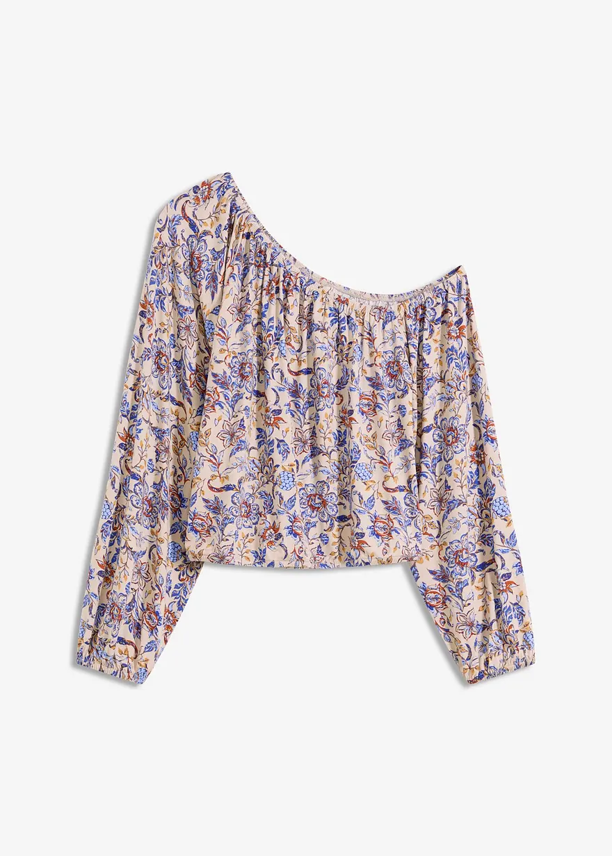 One-Shoulder-Shirt in beige von vorne - bonprix