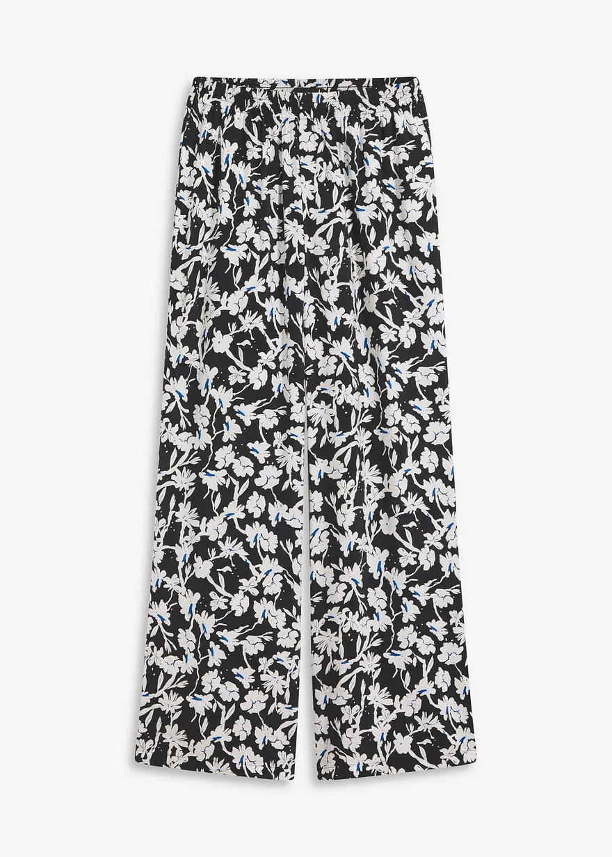 Palazzo-Hose aus strukturiertem Material in schwarz von vorne - bonprix