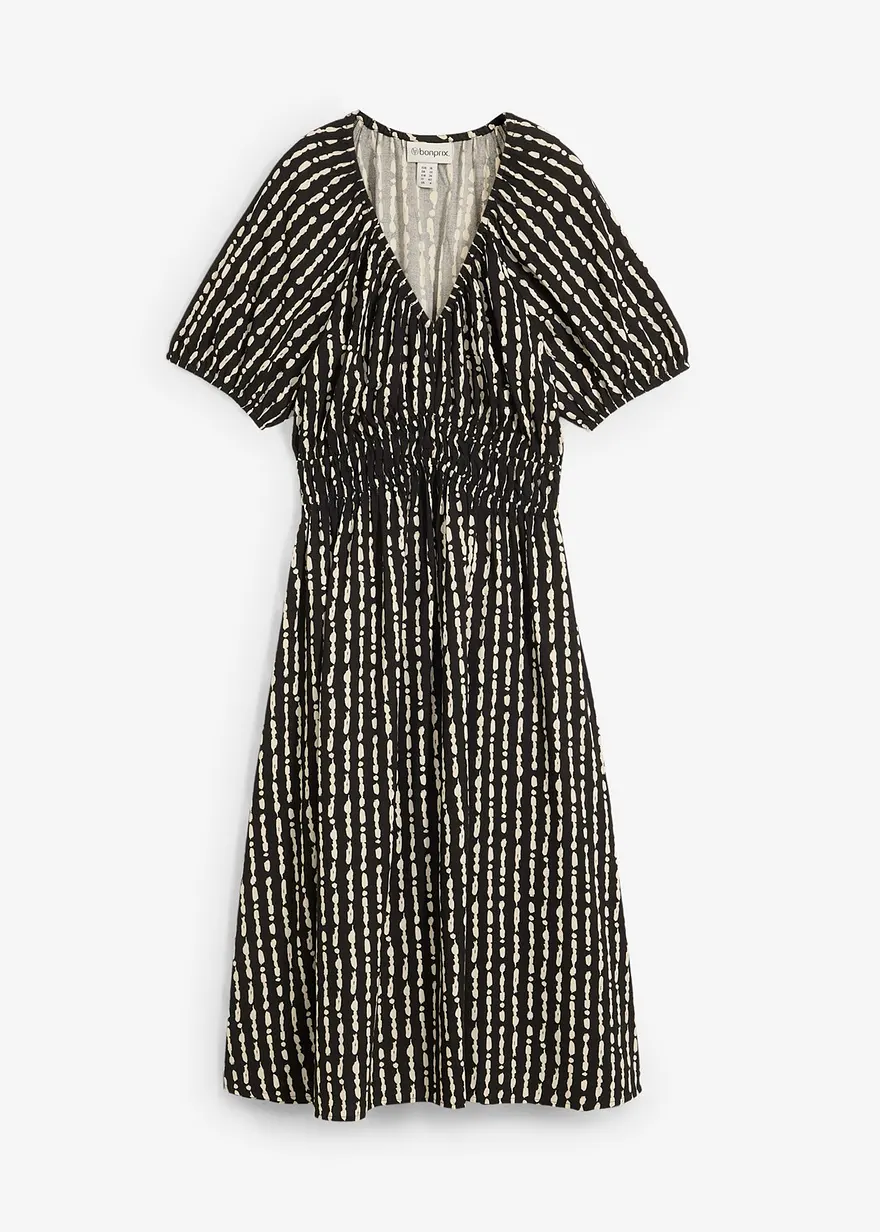 Midikleid aus softer Viskose in schwarz von vorne - bonprix
