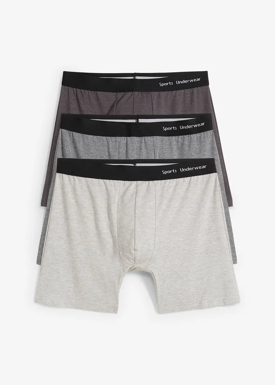 Boxershorts eng, mittellang(3er Pack) in grau - bonprix