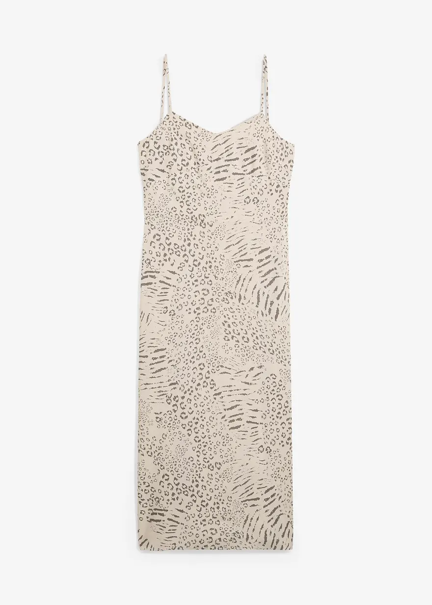 Trägerkleid aus fließender Viskose in beige von vorne - bonprix