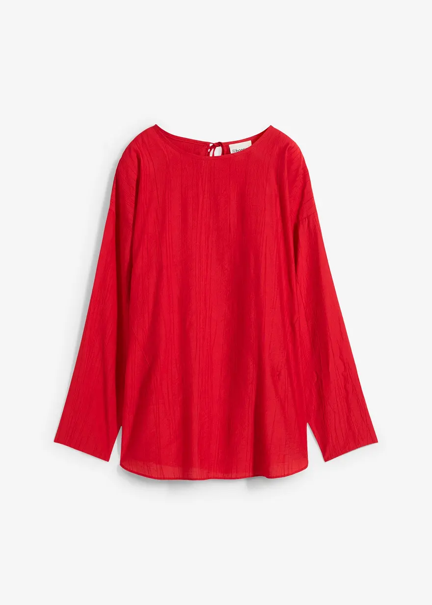 Oversized Tunikabluse aus strukturiertem Crinkle-Viskose-Mix in rot von vorne - bonprix