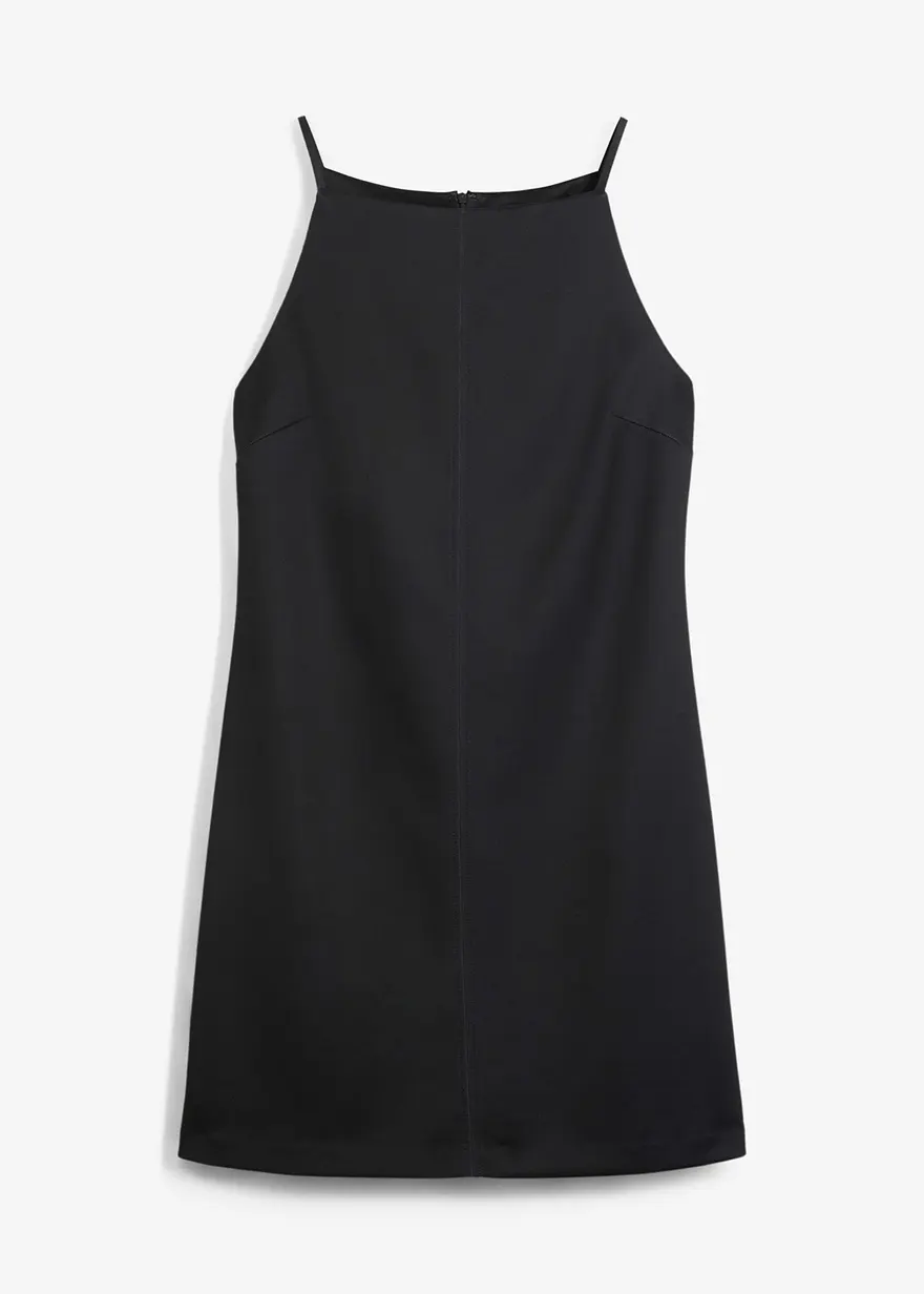 Minikleid aus fließendem Scuba in schwarz von vorne - bonprix